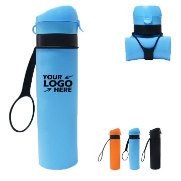 21 oz Outdoor Sports Silicone Folding Water Bottle